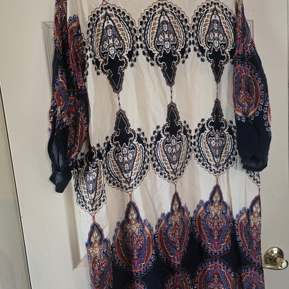 Bohemian Navy and Cream Midi Dress - Picture 2 of 5
